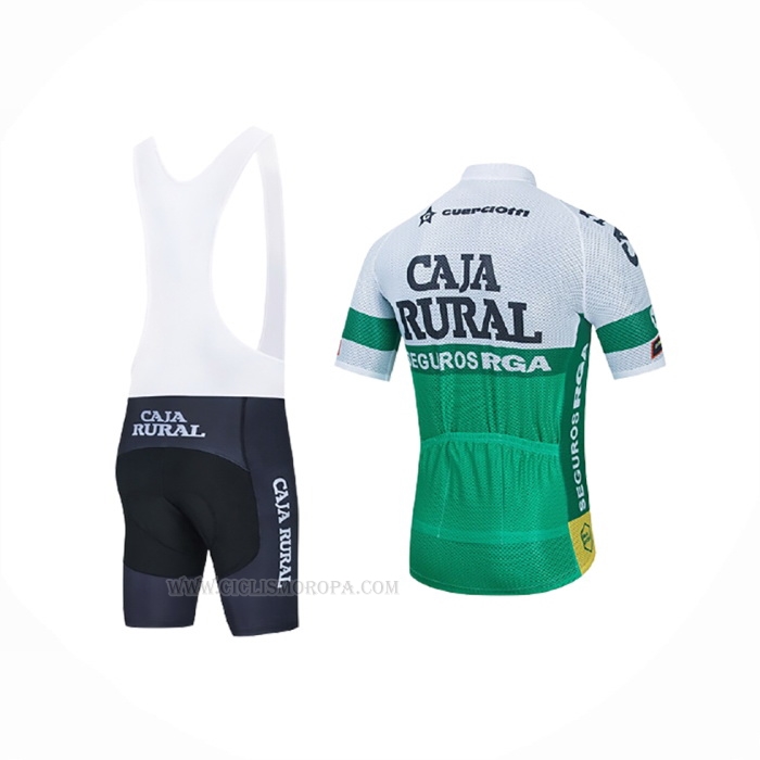 2021 Ropa Ciclismo Caja Rural Blanco Verde Mangas Corta y Culotte Corto